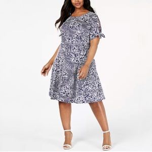 New York Collection Plus Size Tie-Sleeve Dress 1X